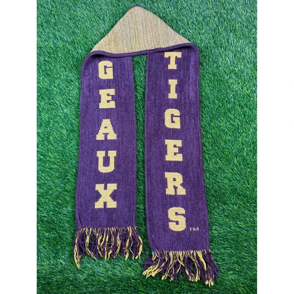 LSU Scarf Geaux Tigers 5 Foot Long Custom Made In USA